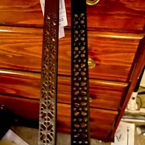 2 Belts. One brown. One black. Cut out on the belt to add a little story.